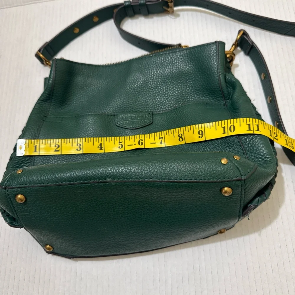 American Leather & Co Green Crossbody Bag Genuine Leather Excellent Condition - Picture 10 of 15